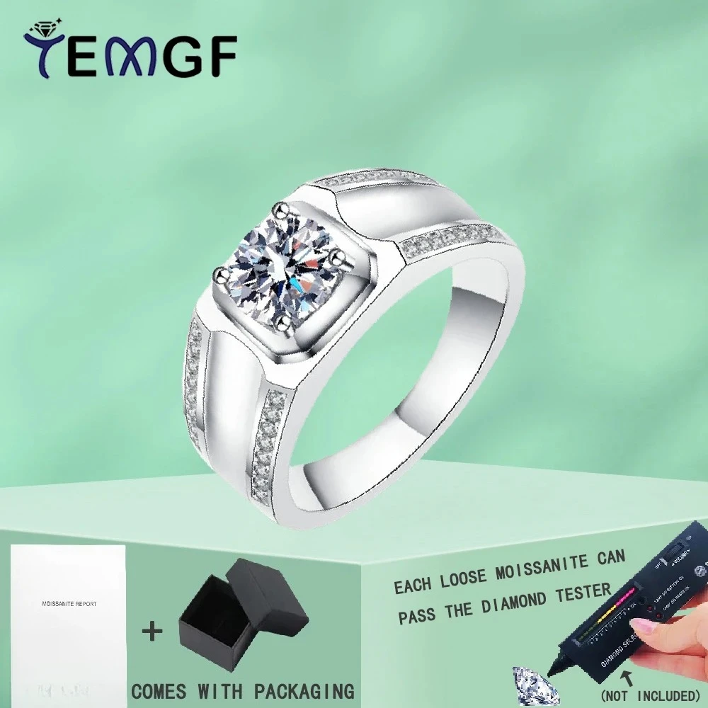 

TEMGF модное серебряное обручальное мужское кольцо 925, сверкающее муассанит/закрустация цирконом, роскошные ювелирные изделия в стиле хип-хоп, свадебное крутое кольцо