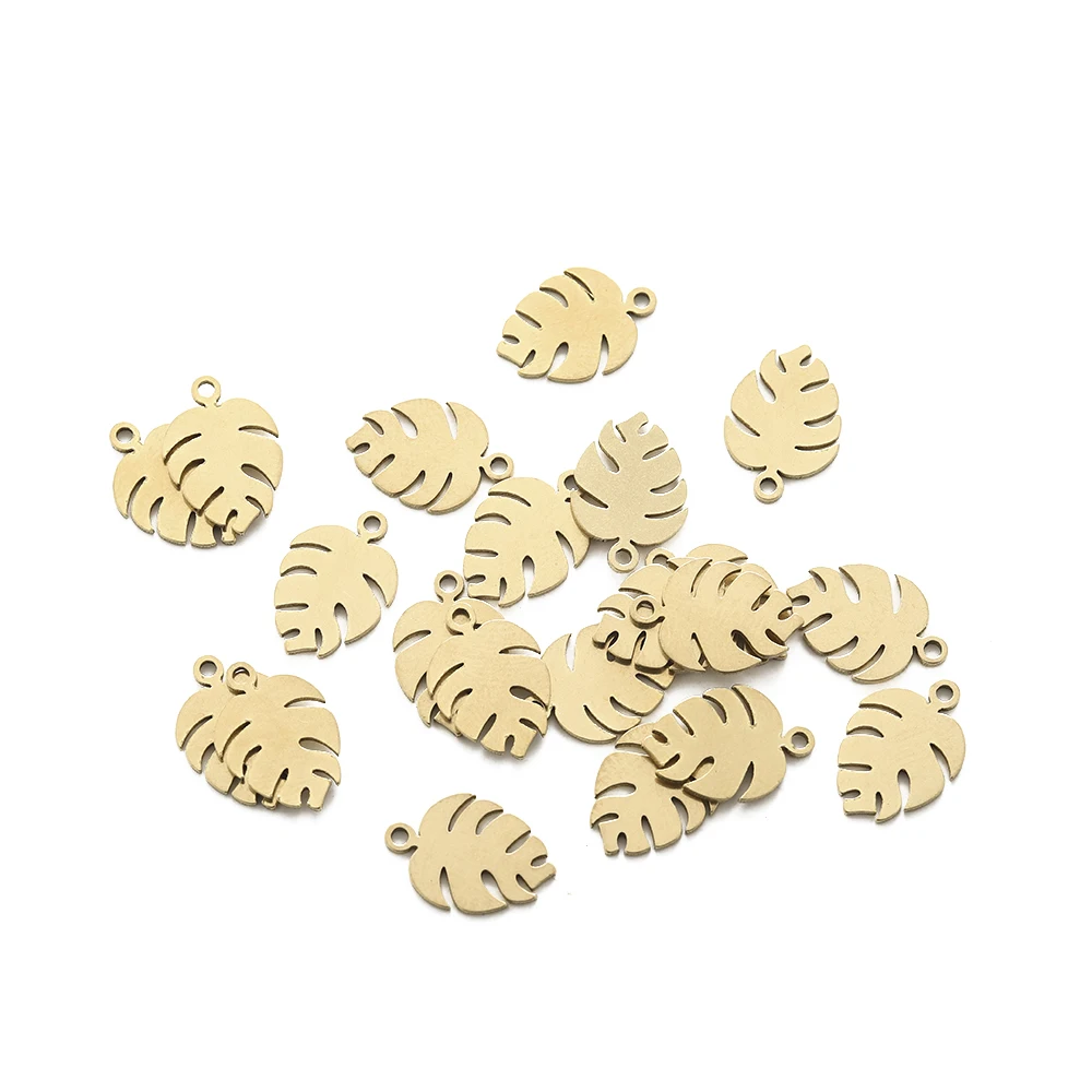 20Pcs Raw Brass Monstera Leaf Tropical Plant Charms for Jewelry Making Charms Leaves Pendant Necklace Bracelet Findings 13x9mm