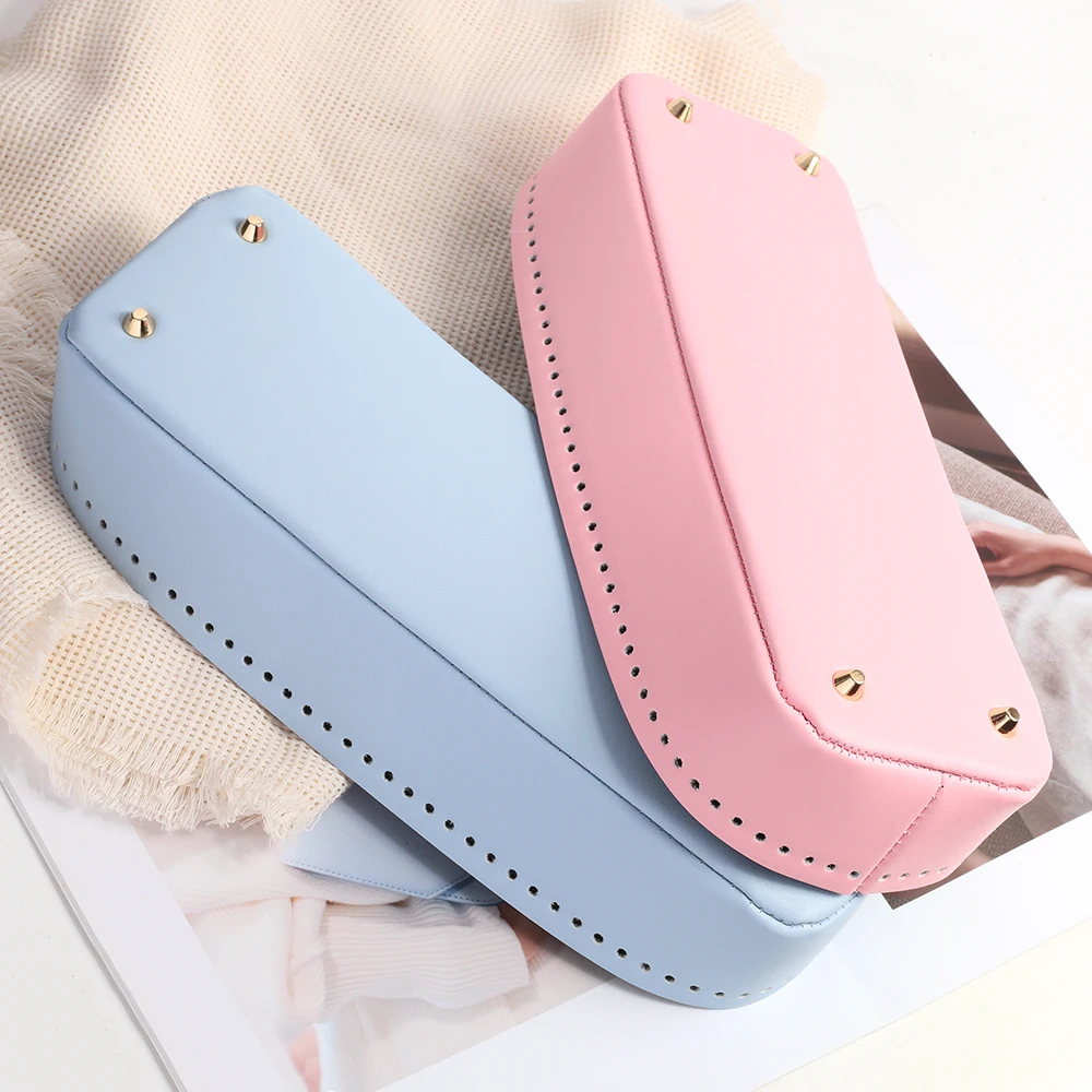 30x9.5cm Rivet Bag Bottom PU Leather Knitting Crochet Boat Shape Bags Cushion Base Pad for Bucket Bag Tote Handbag Accessories