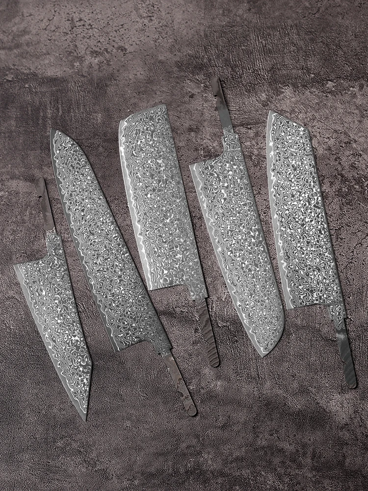 TURWHO 1-5 SZT. Noże Szefa Kuchni DIY Kiritsuke Nakiri, Surowe Ostrza ze Stali Damasceńskiej VG10, Półfabrykaty Noży — 2