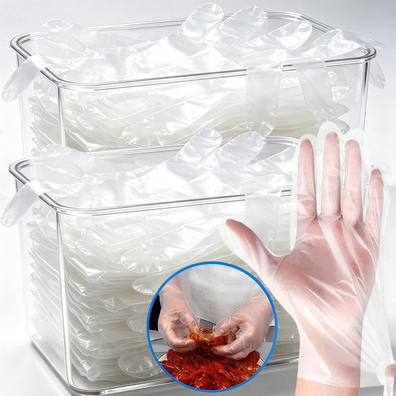 Clear Disposable Gloves Transparent Plastic Gloves Latex Free Food Prep Safe Gloves for Cooking Cleaning BBQ Kitchen Things