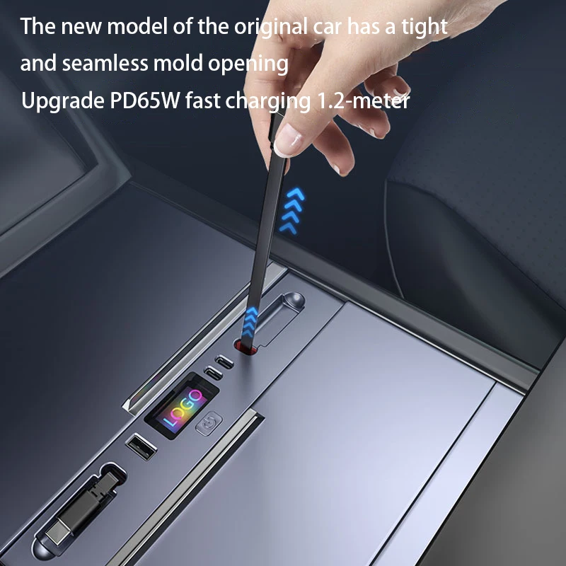 For Tesla Model Y Juniper 2025 Model  3 Highland 65W Quick Charger USB Shunt Hub Intelligent Docking Station Car Adapter Power