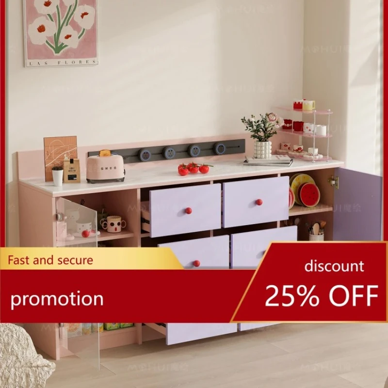 multi-functional integrated dining side cabinet against the wall modern guide rail socket restaurant tea cabinet