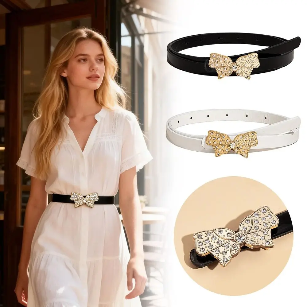 

Ремень из лакированной кожи с бабочкой и стразами, золотая пряжка, декоративный деловой поясной ремень, универсальный пояс с пряжкой