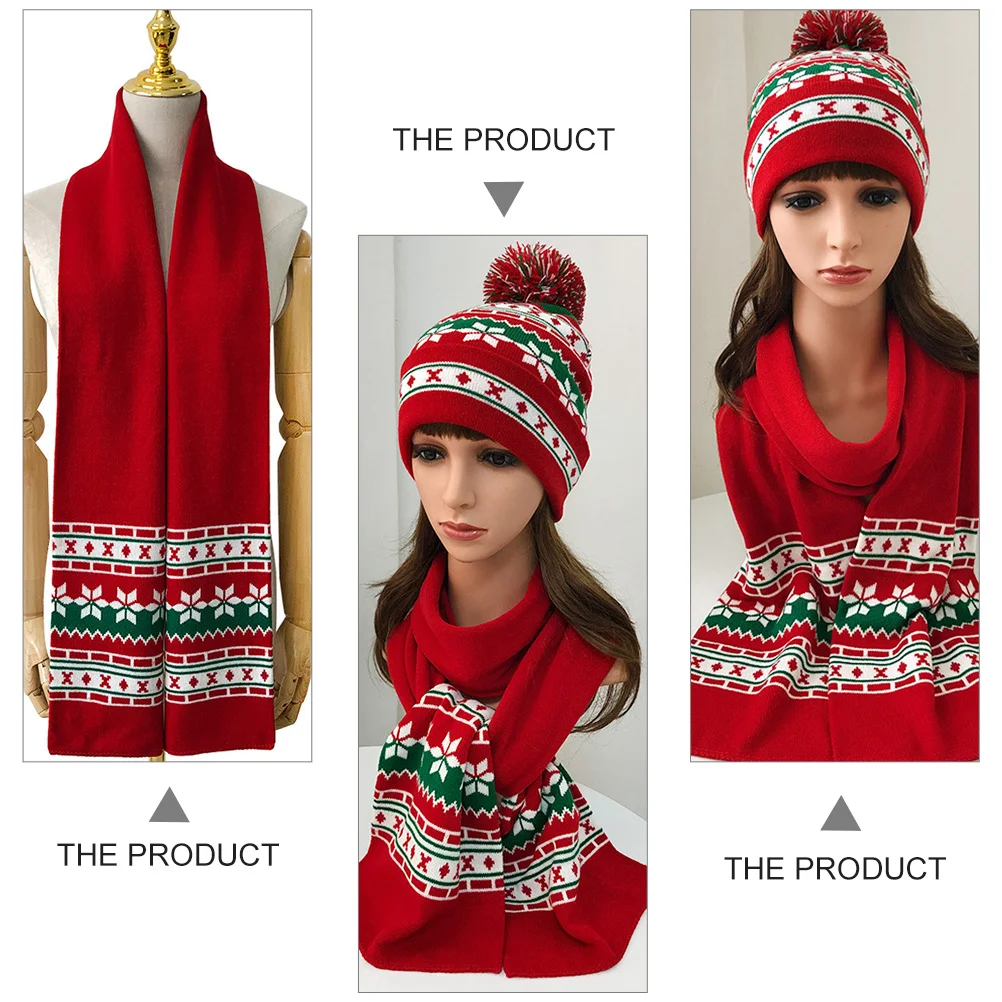 1 مجموعة عيد الميلاد محبوك قبعة وشاح مجموعة أطفال دافئ دافئ الشتاء الزي الملحقات الأنشطة في الهواء الطلق التزلج المشي لمسافات طويلة