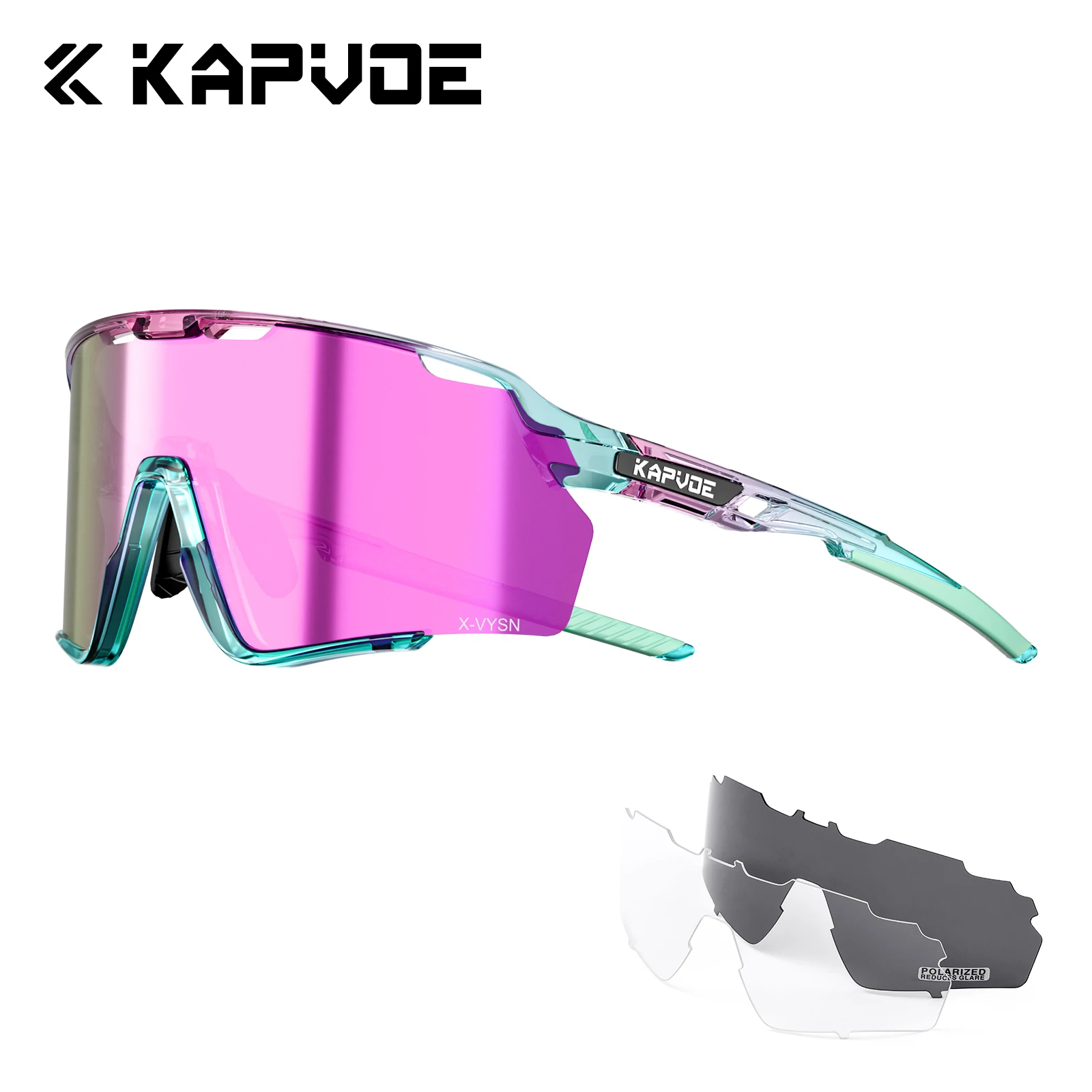 Kapvoe 3lens Cycling Glasses for Men MTB Sunglasses Mountain Bike Bicycle Eyewear Women Sports Goggles Road Speed Skating