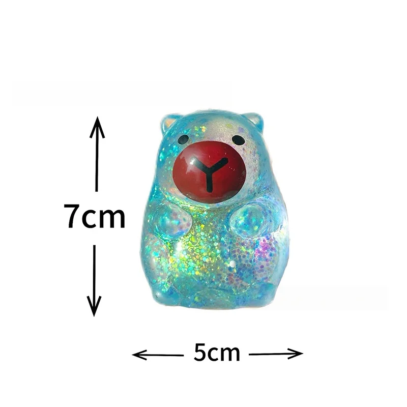 Capybara Squeeze Stress Relief Toy Glitter TPR Maltose Squishy Fidget Toy Kids Adults Gift Stress Ball