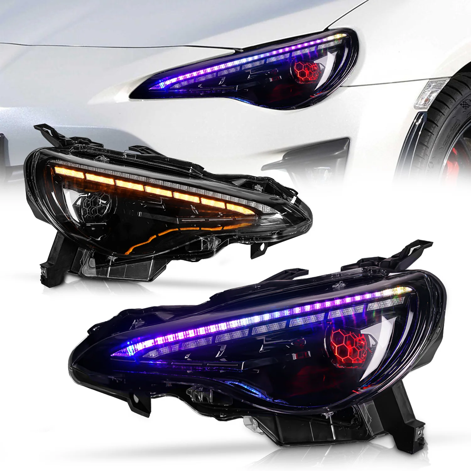 Wholesale High Quality Car Light for 1986 Headlights & Subaru BRZ Headlights RGB with Honeycomb Demon Eye