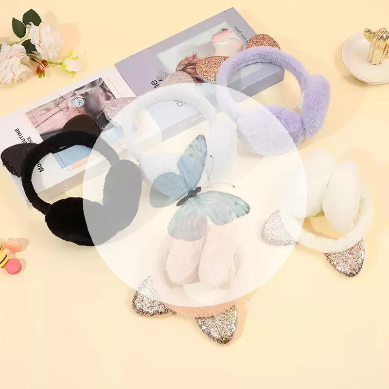 المألوف لطيف الكرتون القط الأذن غطاء للأذنين الدافئة سميكة غطاء للأذنين الشتاء التجمد #1