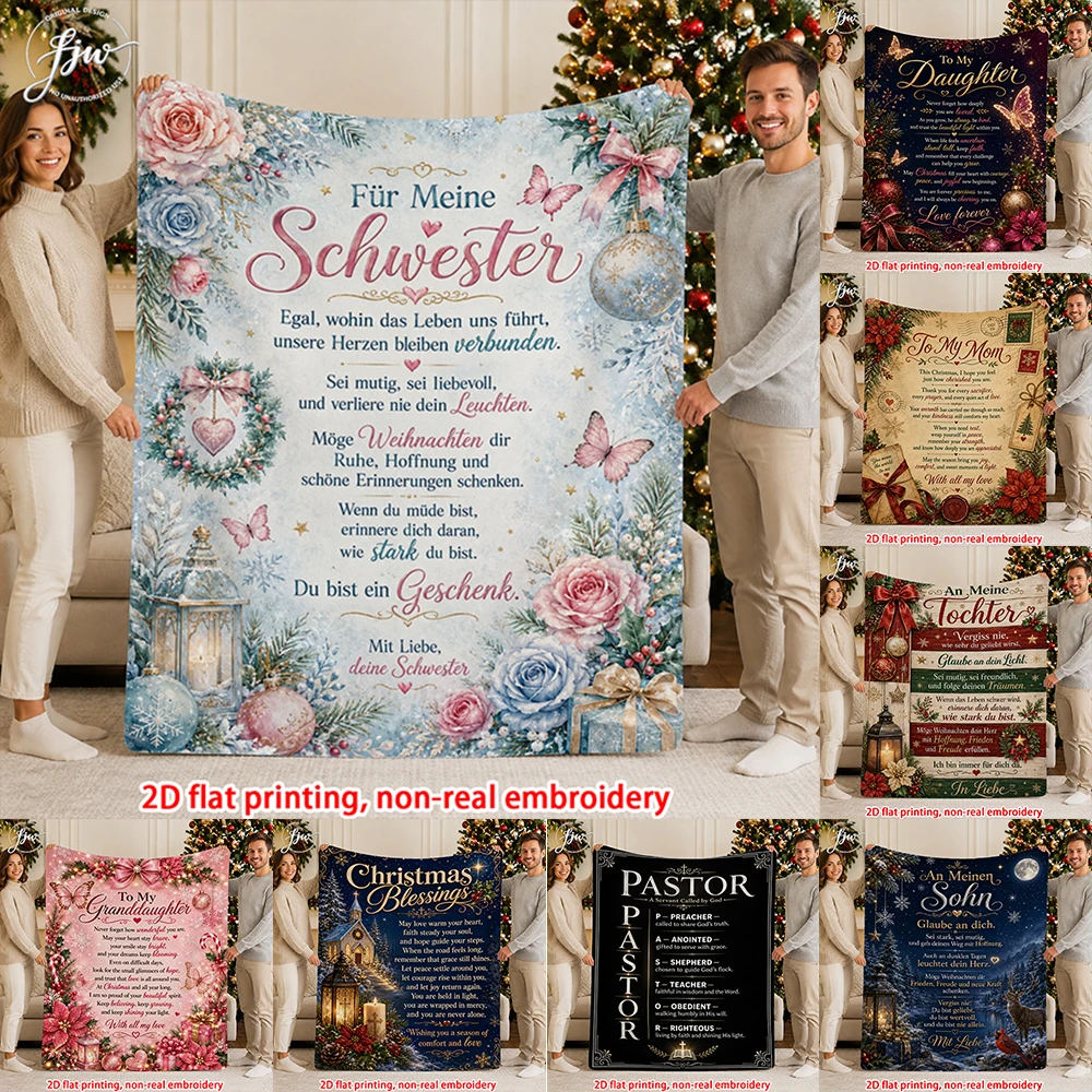 1pc Personalized Christmas Throw Blanket with Heartfelt Family Messages, Warm Holiday Decor Gift for Loved Ones