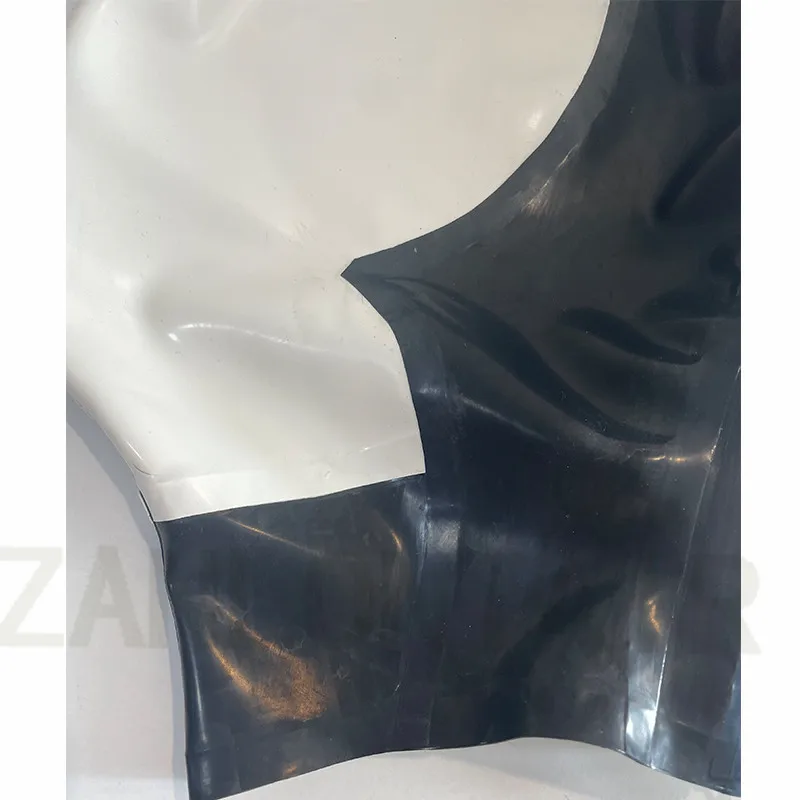 Lingerie Sexy exotique faite à la main, visage blanc, fermeture éclair au dos, masque à capuche dramatique en Latex, taille personnalisée, uniforme de fête, Costume Zentai