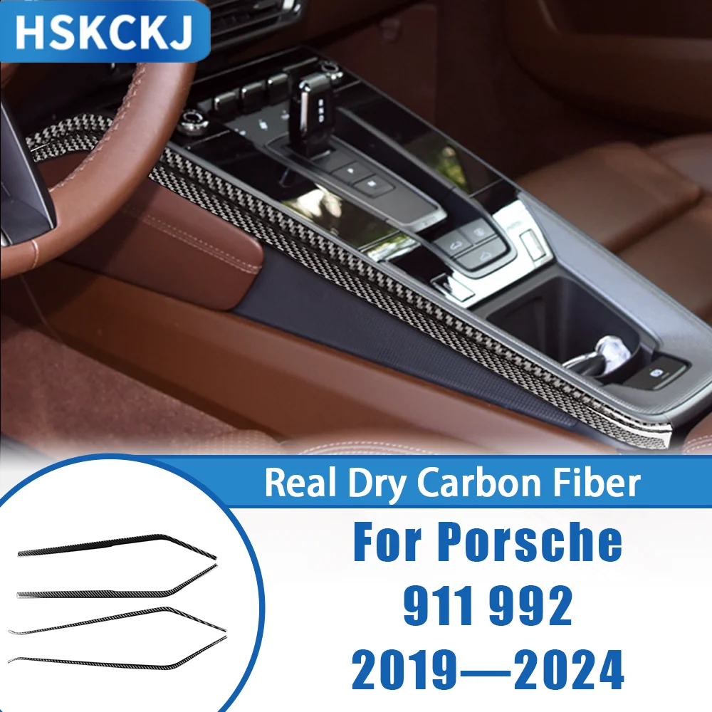 

Центральная консоль из углеродного волокна, декоративная полоса, внутренняя крышка, накладка, модифицированная наклейка, автомобильные аксессуары для Porsche 911 992 2019-2024