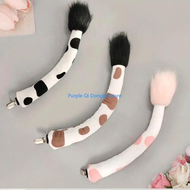 Disfraz Animal L21E, diadema con orejas vaca, guantes cola, disfraces vaca para Halloween