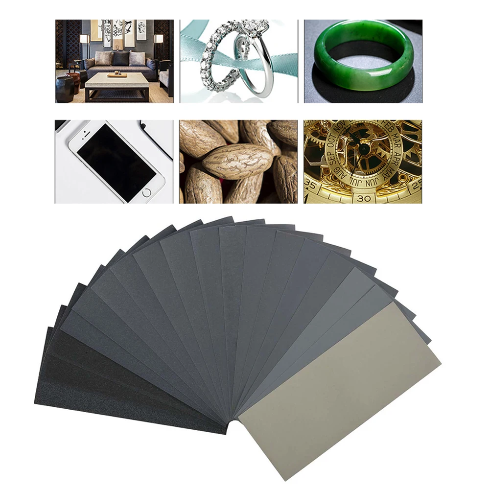 Silicon Carbide Sandpaper Sheets 9x3.6 Inch, Wet Dry Assorted Grit 80-3000 For Wood Metal Auto Polishing Furniture Finishing