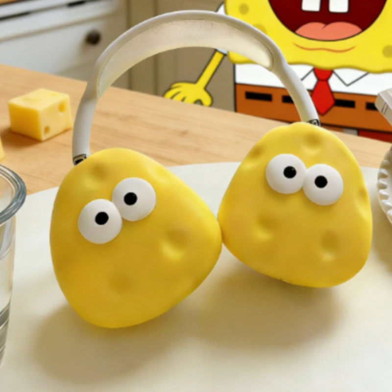 Suitable for Airpodsmax Protective Cover Headset Protective Case Silicone Material Yellow Cheese Cartoon Cute Expression Gift