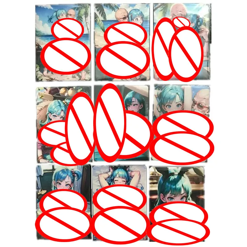 

9pcs/set Sexy Card Anime Dragon Ball Bulma Turtle Sennin 18+ Adult Goddess Nude Card Toy Gift Game Comic Collection Card