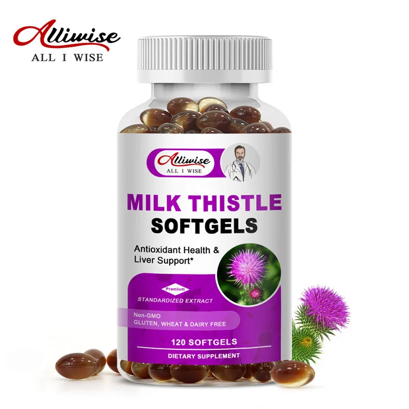 

Alliwise Milk Thistle 1000mg Silymarin Marianum & Dandelion Root for Support Antioxidant Support Liver Cleanse Detox Health