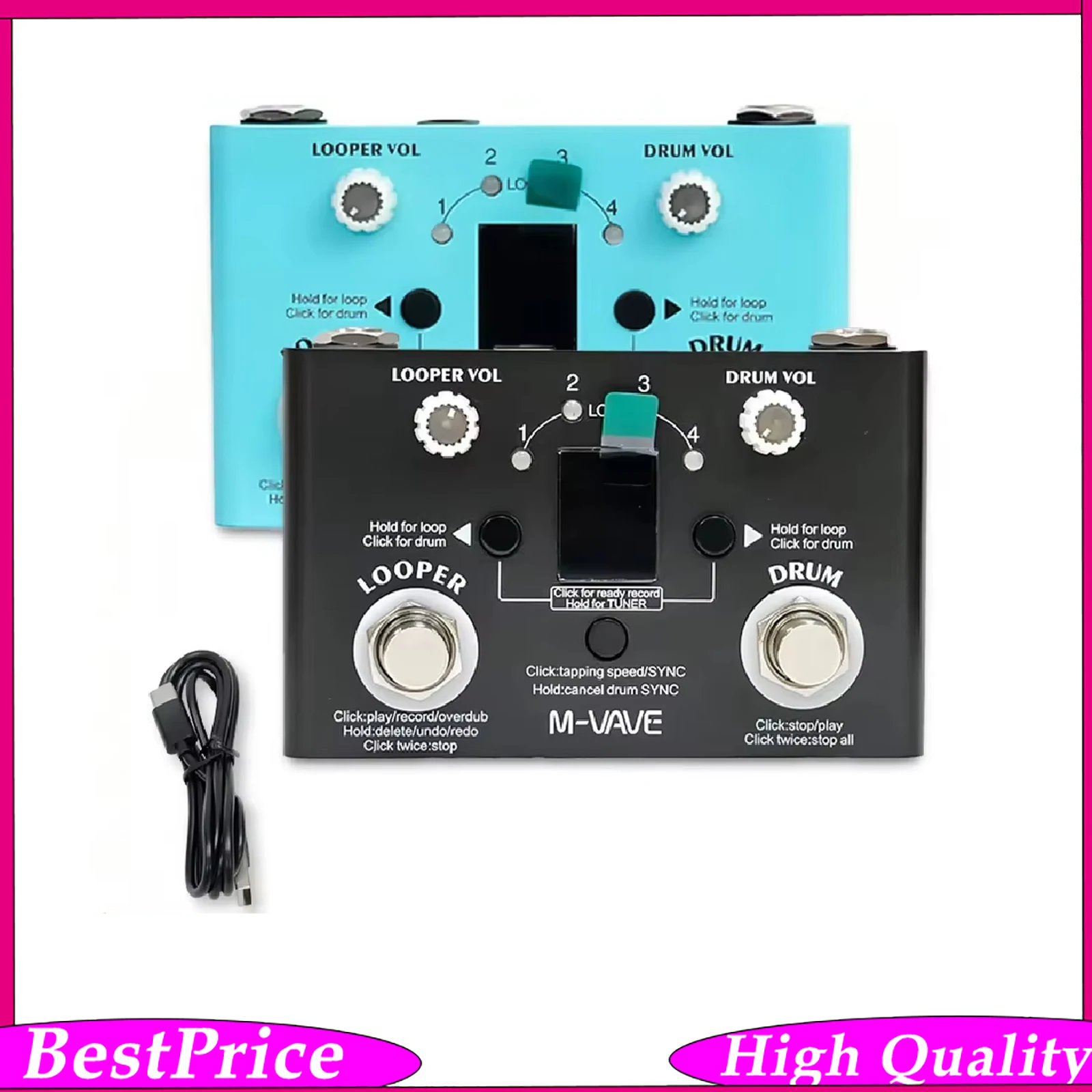 M‑Vave Guitar Effects Pedal Drum Machine Looper Pedal Built In Drum Rhythm High Precision Tuner for Guitar Bass Live Performance