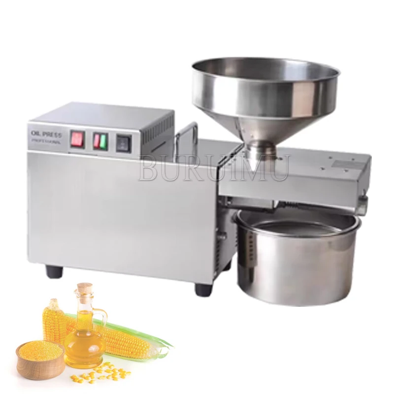 New Stainless Steel Oil Press Household Commercial Small Full Automatic Hot And Cold Domestic Oil Press Low Noise