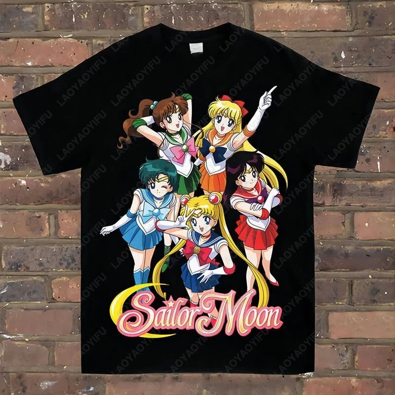 

Sailor Moon Cosplay Anime Manga Cotton T Shirt Summer Women Tee Streetwear Casual Trend Oversize Loose Short Sleeve Hip Hop