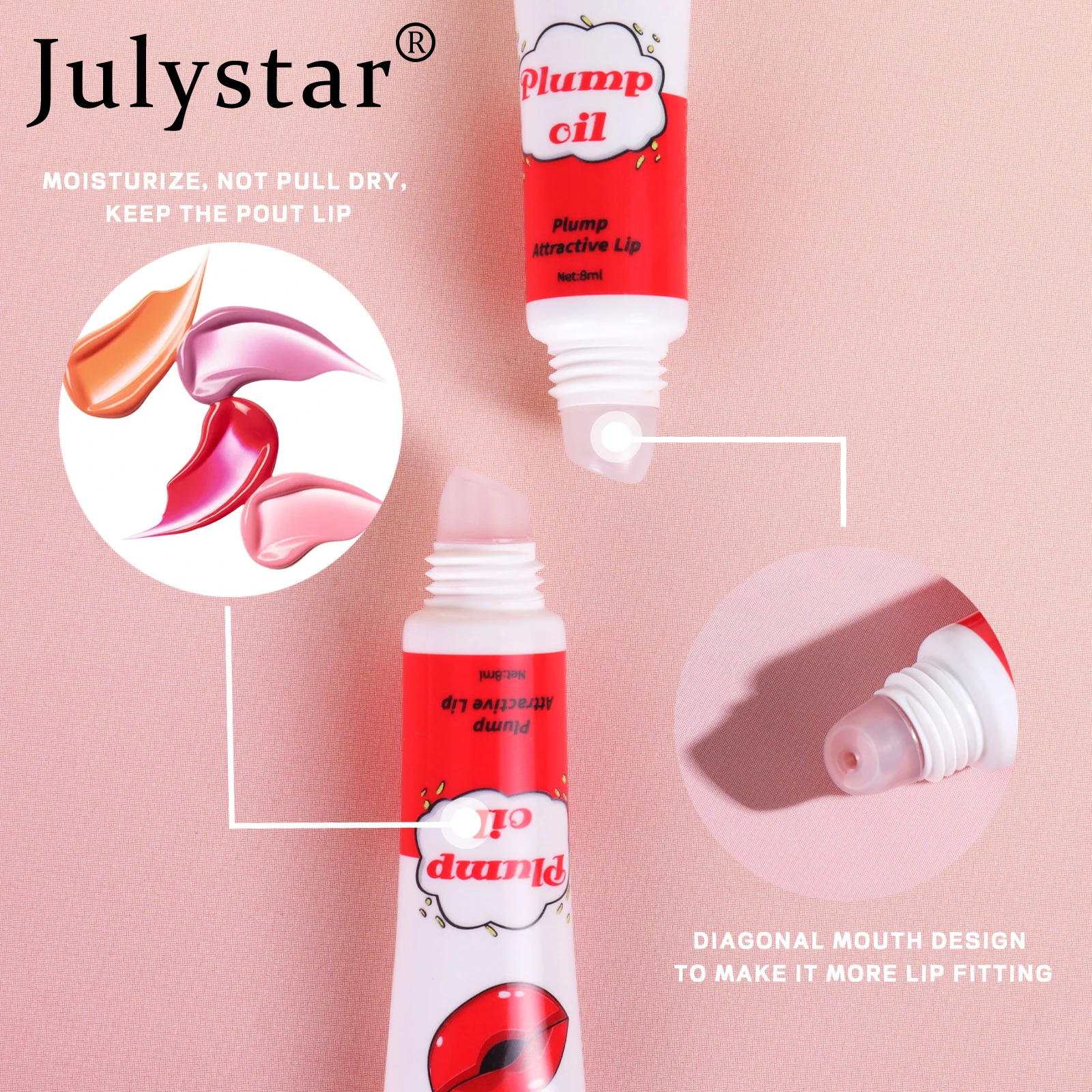 Julystar's New Water Lip Oil Lasting Coloring Mirror Face Dull Lip Honey Cosmetics Women's Lip Makeup Daily Portable