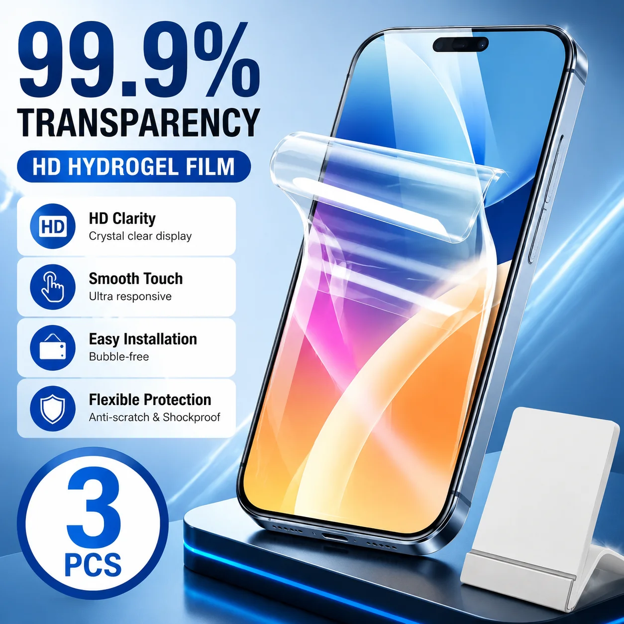 3er-Pack Full-Cover HD Hydrogel-Folie für iPhone 17 16 15 14 Pro Max 17e 16e Air Displayschutzfolie für iPhone 13 12 11 Pro 15 14 Plus
