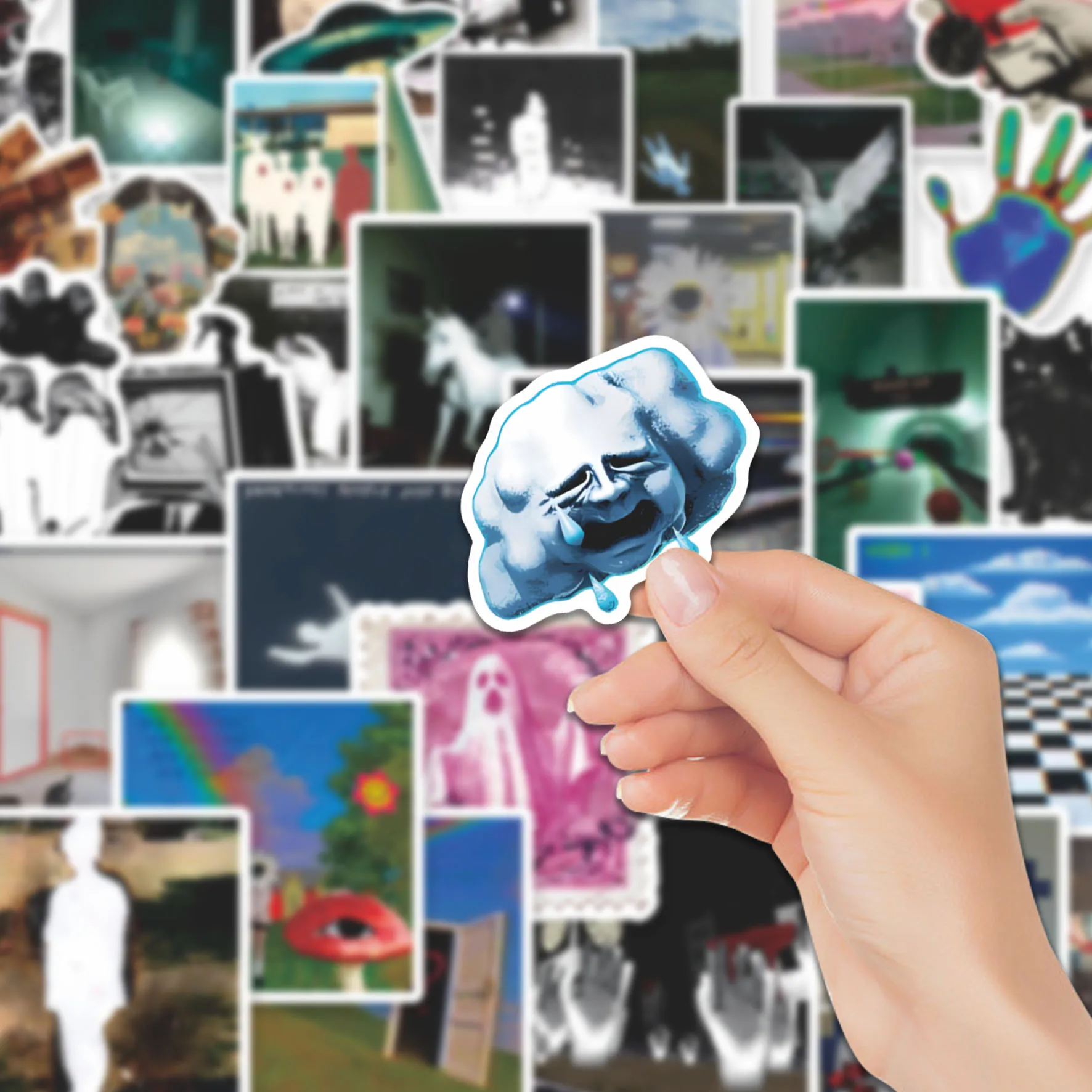 54pcs Psychedelic Art Vibe Sticker Pack Fresh Mysterious Vinyl Decals for Phone Water Bottle Gifts Trendy Art Fans Enthusiasts