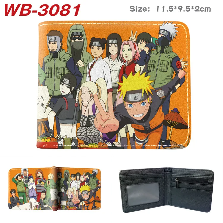 17-częściowy portfel męski Anime Kakashi Sasuke Uchiha Cool Pu Short Coin Purse Cartoon Print Card Holder Casual Money Clip Bag