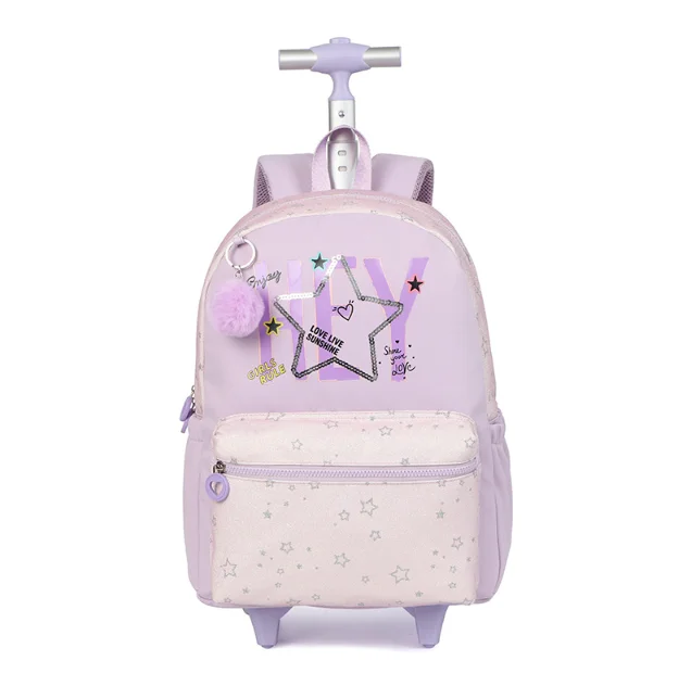 

School Wheeled Backpacks with Lunch Bag Pen Bag Set Kids Rolling Luggage Backpack for Girl Roller School Wheeled Bookbag Sets