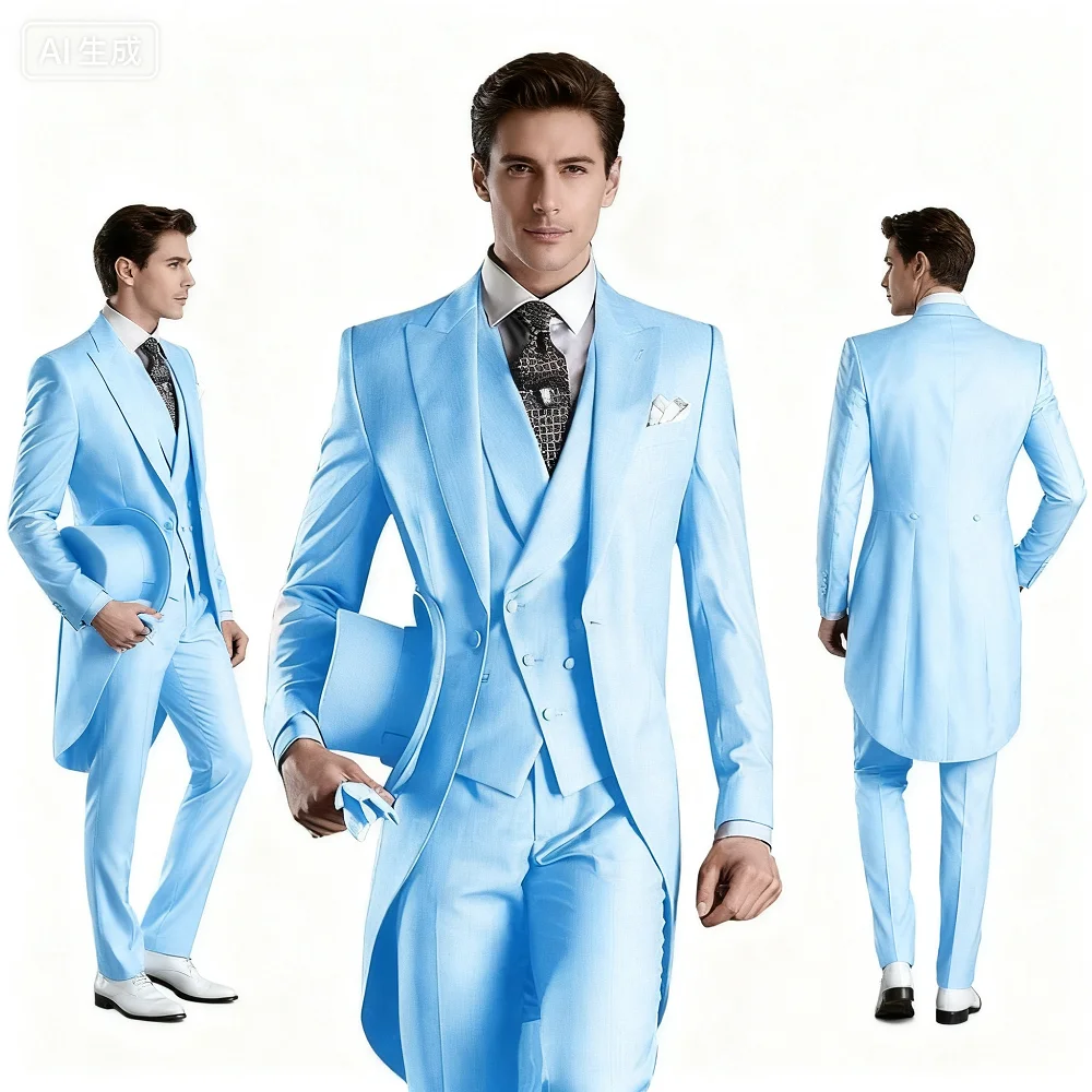 

Red Wedding Tuxedo Set for Men 3-Piece Smoking Formal Dance Graduation Male Groomsmen Suit Ensemble Fashion Tailored Fit