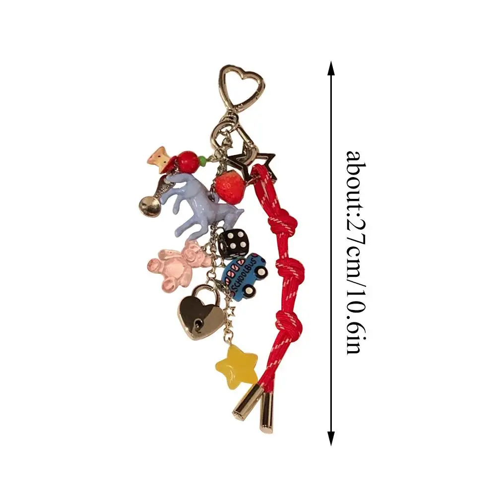 Backpack Decoration Bag Pendant Birthday Gift Keychain Lanyard Multi Element Colorful Bag Charms DIY Rope Cute Handbag Decor