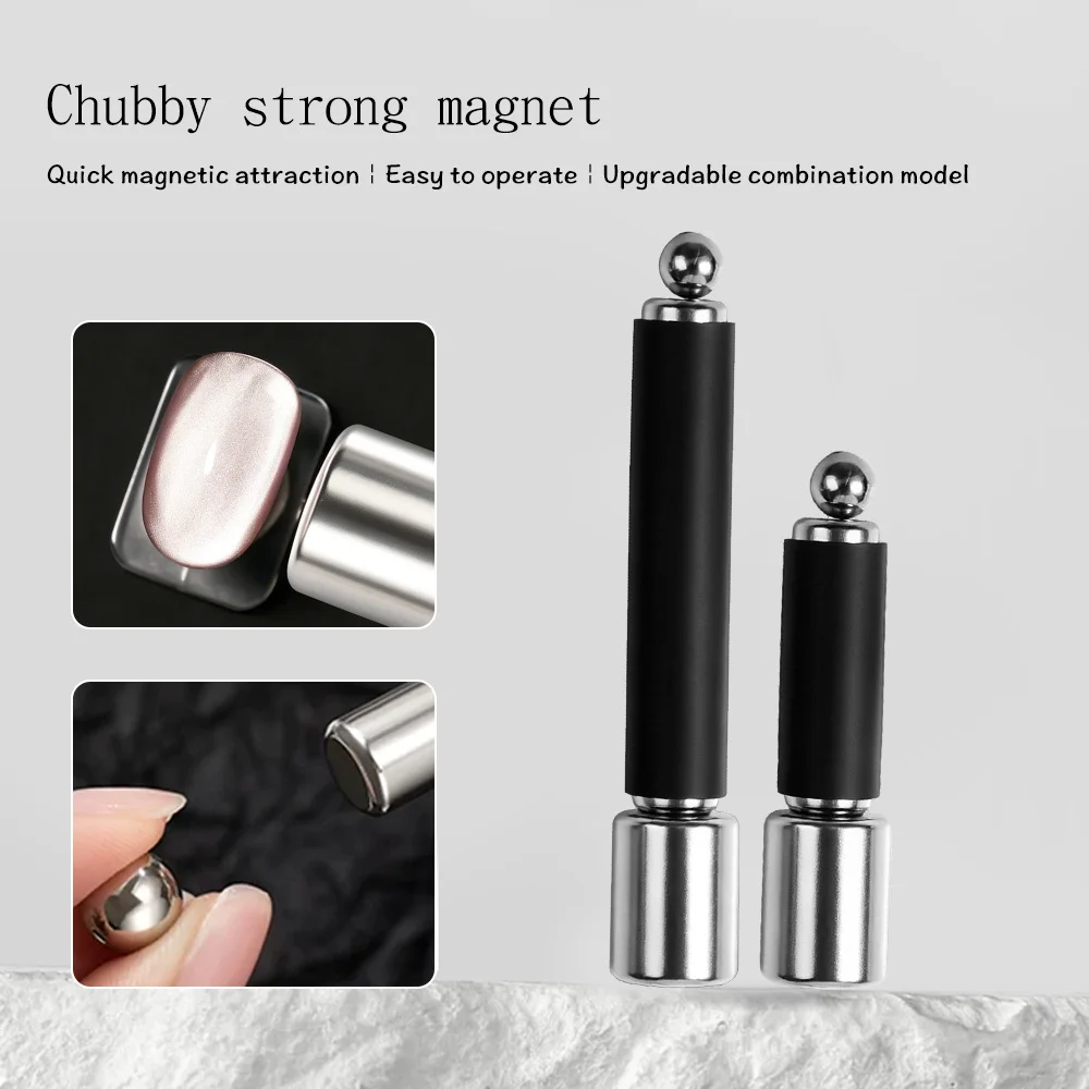 2/3PCS New Nail Cat Eye Magnetic Ball Cylindrical Magnet Double Head Nail Magnet Round Steel Ball Magnet Cat Eye Nail Art Tool view 3