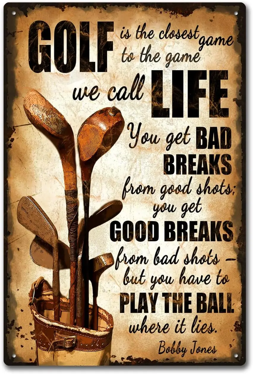 Vintage Golf Metal Sign Golf is the Closest Game to the Game We Call Life for Home Bar Pub Man Cave 8x12 Inches