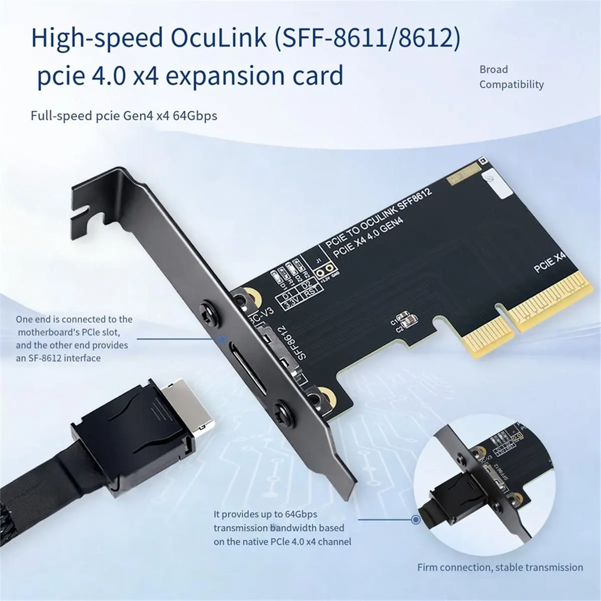 618 Mega Sale PCIe 4.0 X4 to Oculink SFF8611/8612 Adapter Card PCIE 4.0 SSD U.2 OCUlink Adapter Card PC Accessories