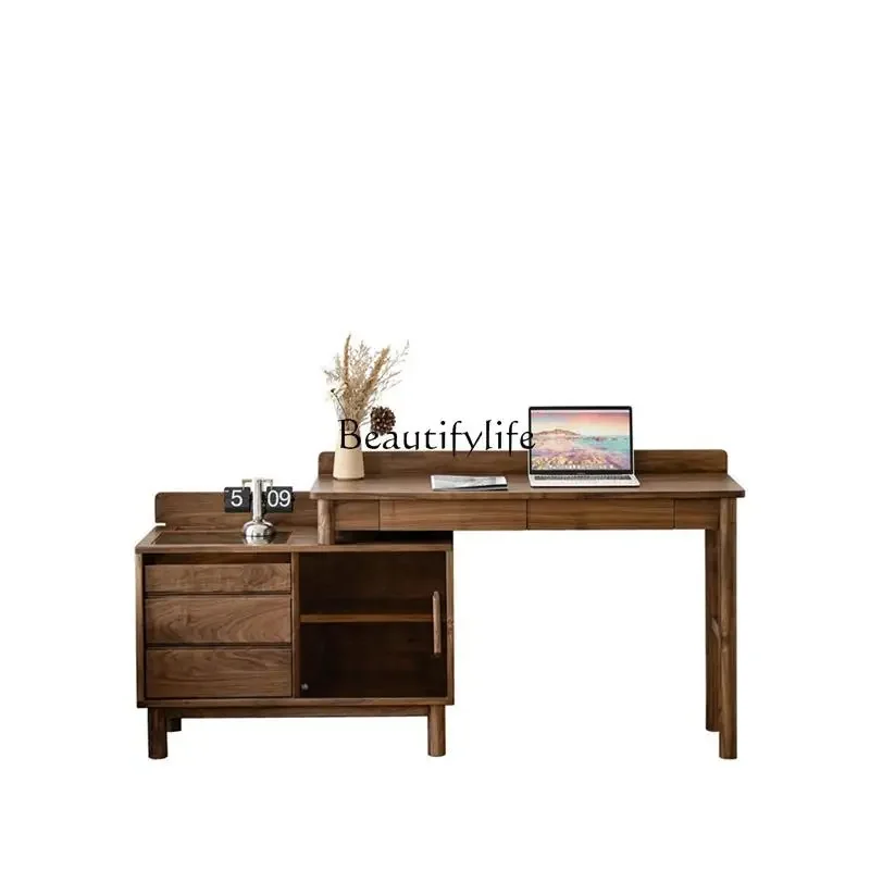 

YJ39Black walnut dresser bedside table combination retractable corner type