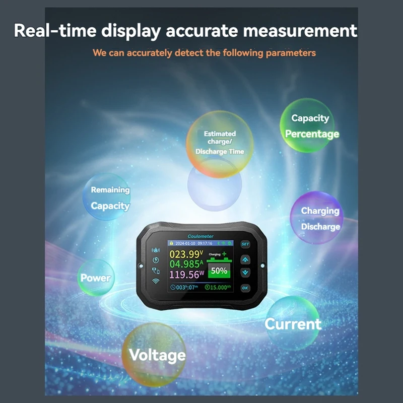 TOP Wifi Coulomb Meter- Power Volt-Ammeter For Lithium & Lead Acid Batteries, RV Battery Capacity Indicator & Monitor