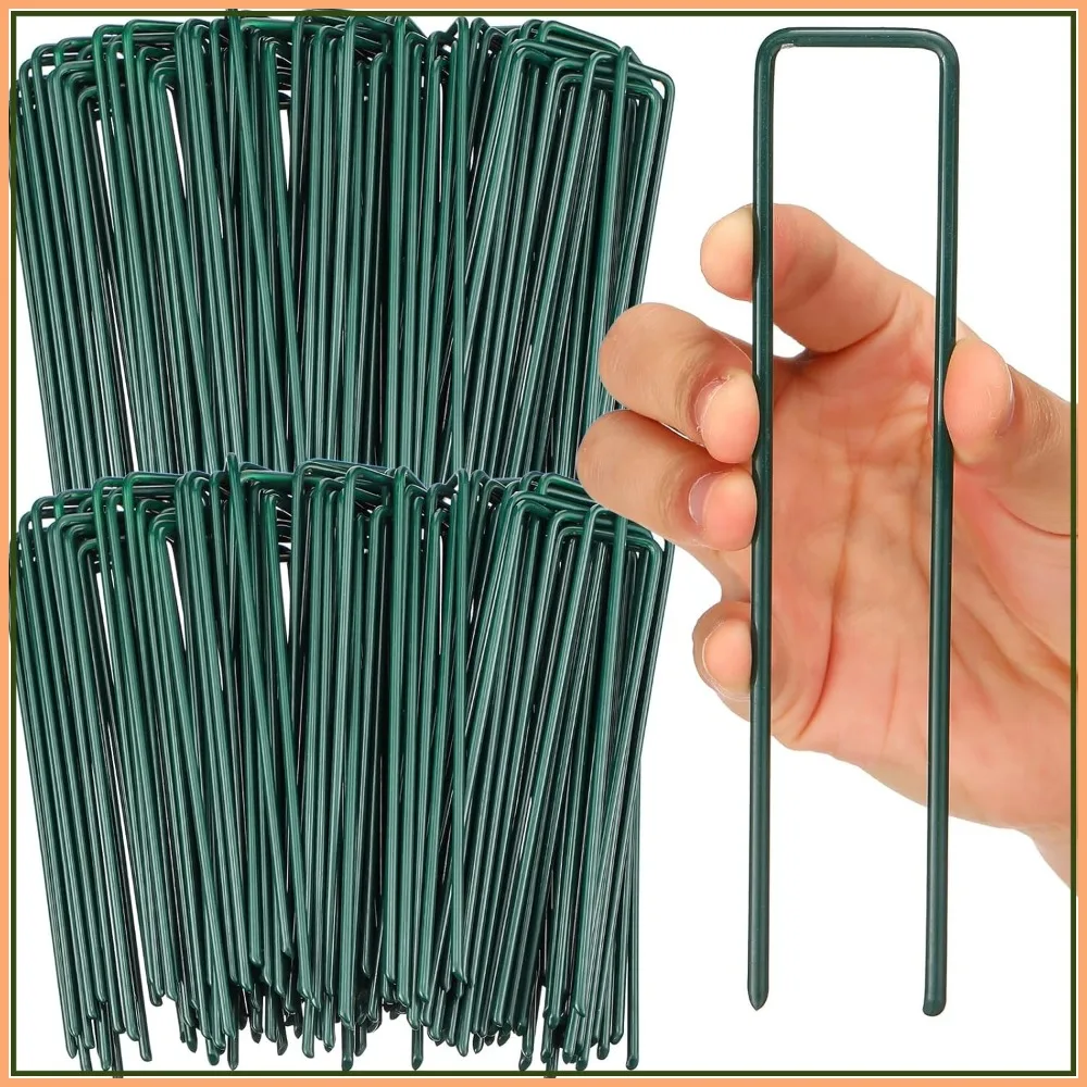 300 Piezas de Grapas en Forma de U de 6 Pulgadas, Galvanizadas, Resistentes, para Césped Artificial, Barrera contra Malezas, Tela para Césped