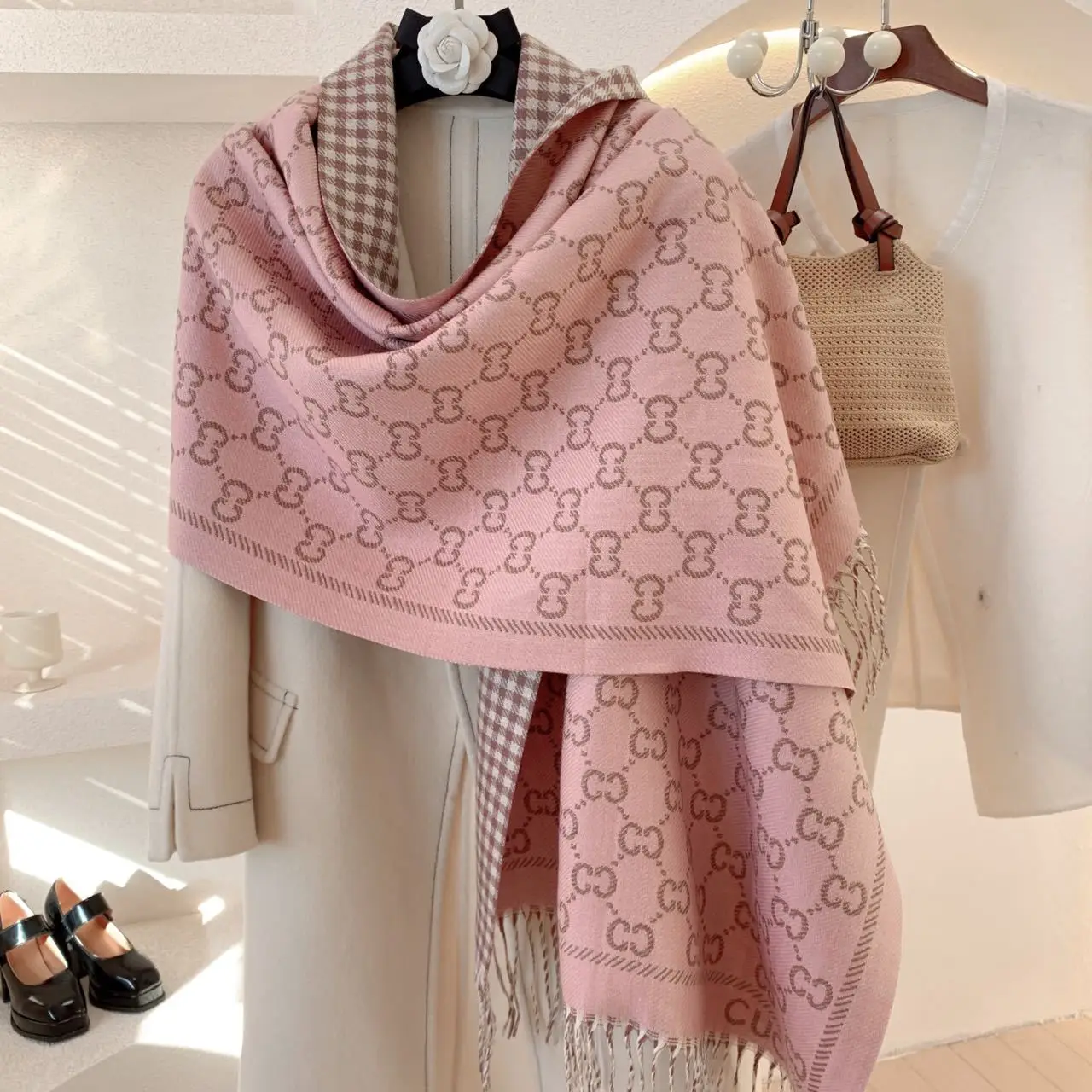 

Зимний теплый шарф, женский шарф с толстой бахромой, уютная грелка из пряжи, универсальная шаль и палантин