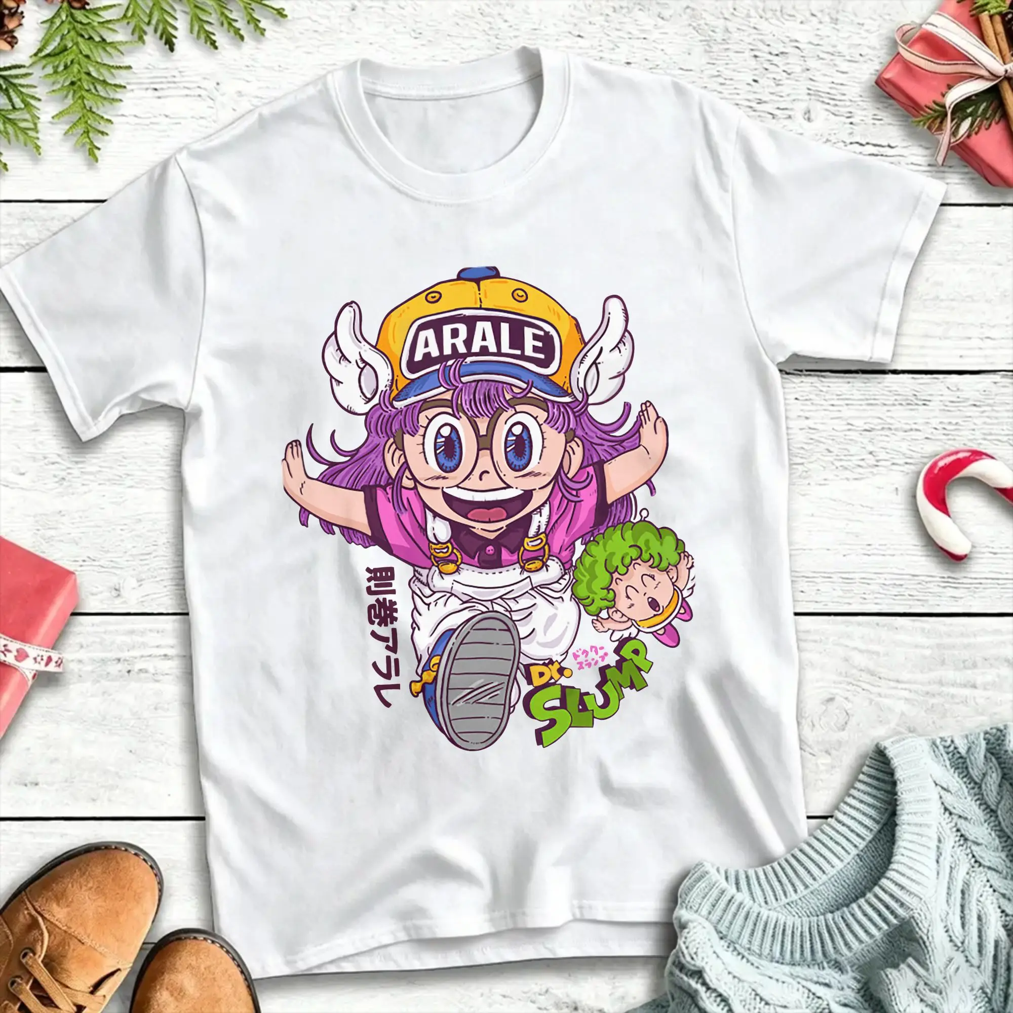 Arale Dr Slump T-Shirt for Men Women Anime Novelty 100% Cotton Tee Shirt Crewneck Short Sleeve T Shirt Birthday Gift Clothes