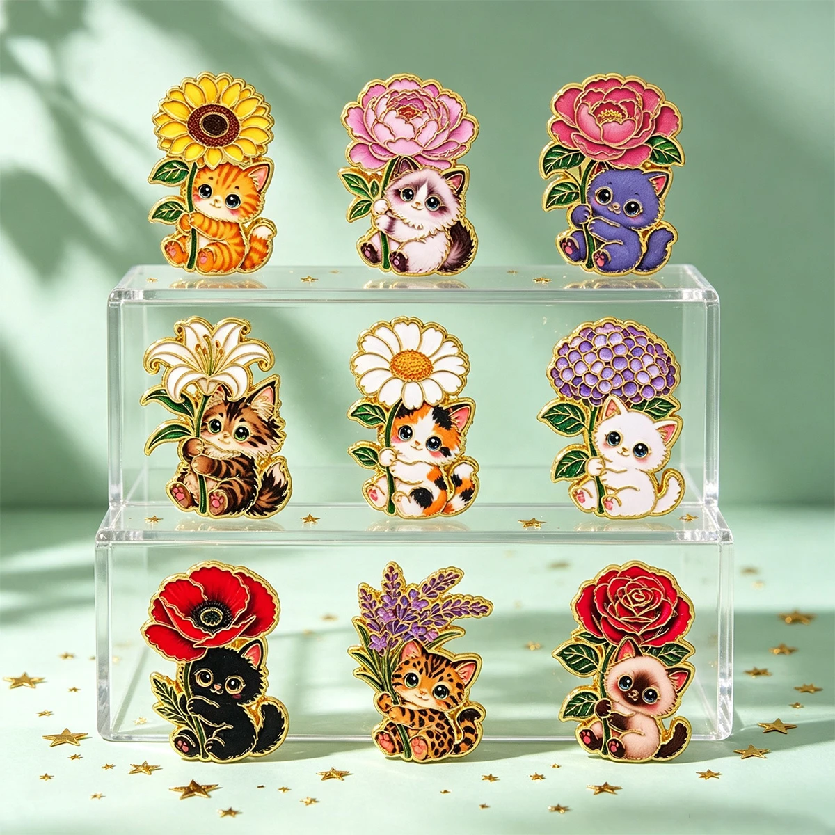 9Pcs Cute Animal Brooches Set Women Vintage Enamel Pins Cartoon Cat Jewelry Fashion Collar Badge Gift Accessories
