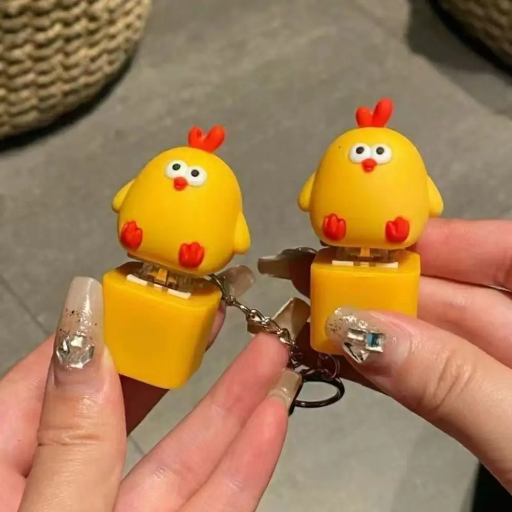 Soft Pobo Chicken Key Chain Kawaii Button Butt Cartoon Keychain Pendant Glowing Reduce Stress Glowing Toy Keyring Kids