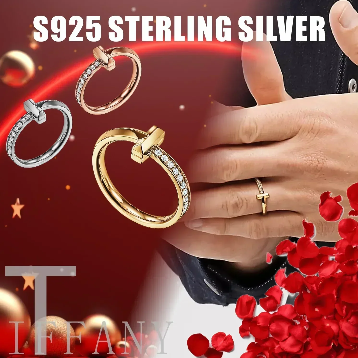 

Exquisite Luxury Couple Ring, High-Quality S925 Pure Silver, Classic European Style, Noble Temperament