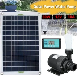 50W 800L/H Solar Panel Kit 12V Brushless Solar Water Pump Solar Cell Photovoltaic Panel Fountain Water Pump Water Pool Pond Pump