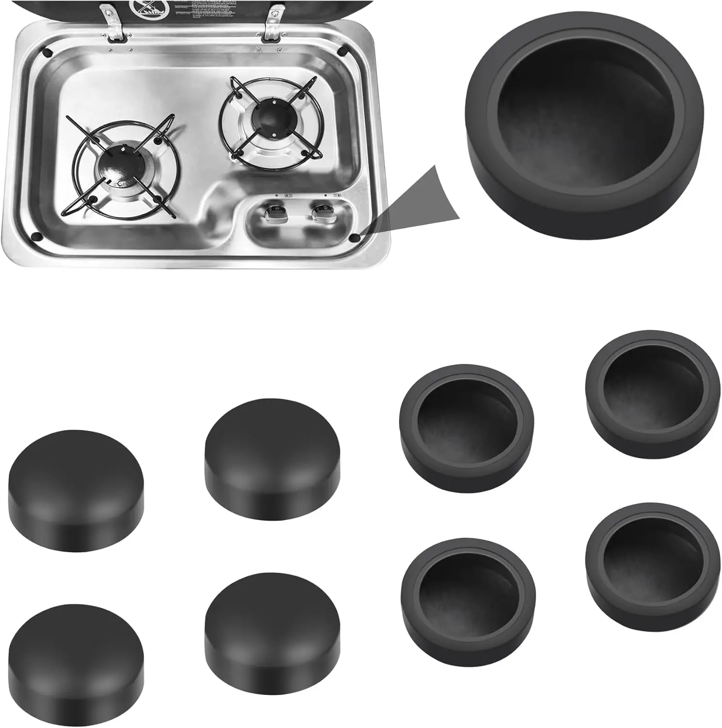 

8pcs Caravan Stoves Holder Rubber Cover Caps For Dometic Smev Thetford Hobs Push On Sink Hob Camper Motorhome RV Accessories