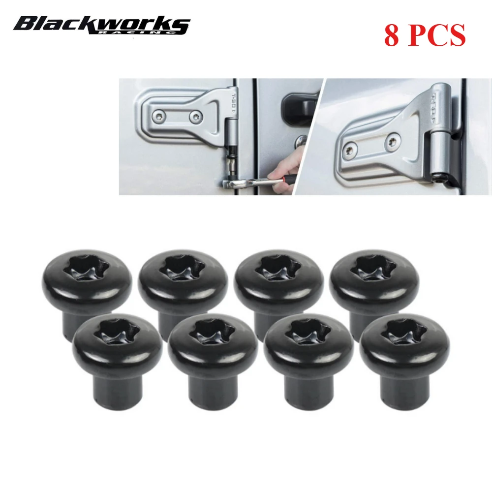 8 PCS Door Hinge Nuts Replacement Screws for 2007-2018 Jeep Wrangler JK JKU Sports Freedom Rubicon Both 2-Door and 4-Door