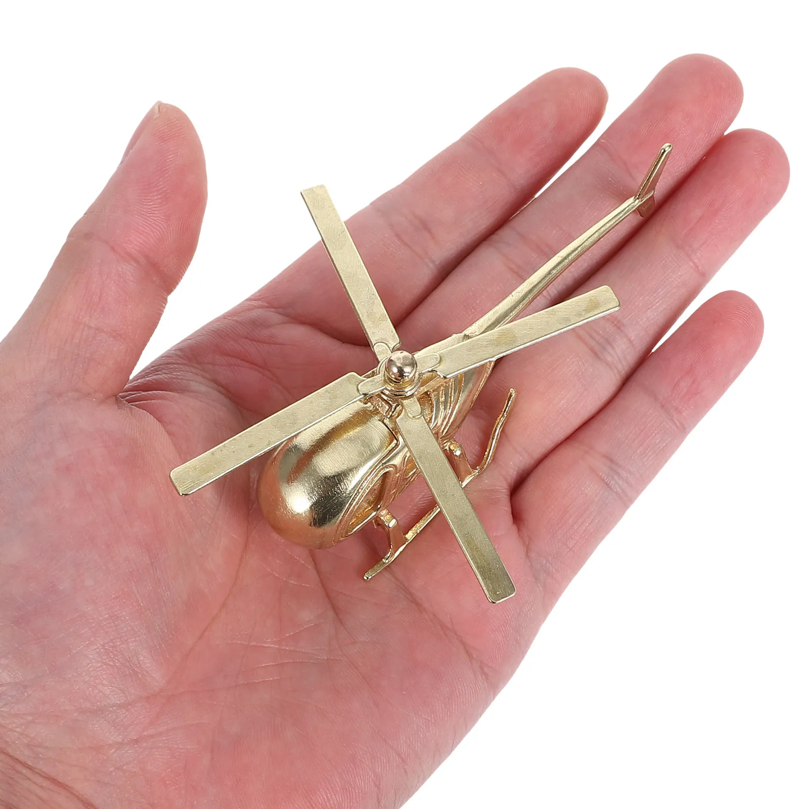 

Vintage Mini Brass Helicopter Statue Retro Aircraft Desktop Decor Metal Airplane Display for Home Office Shelf