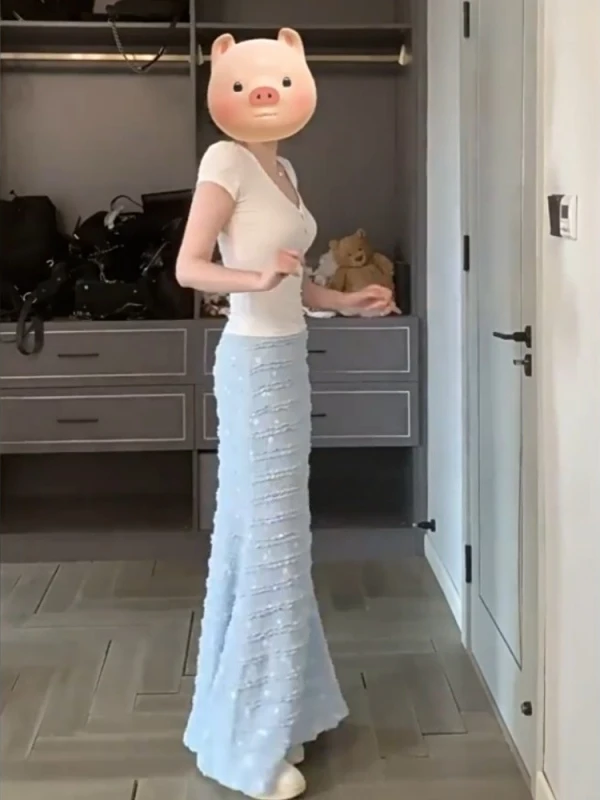 

Потрясающий летний комплект Fre Faion Dr, женский обтягивающий ор Sve Cake Tail, юбка с хвостом, комплект из двух предметов, красивый