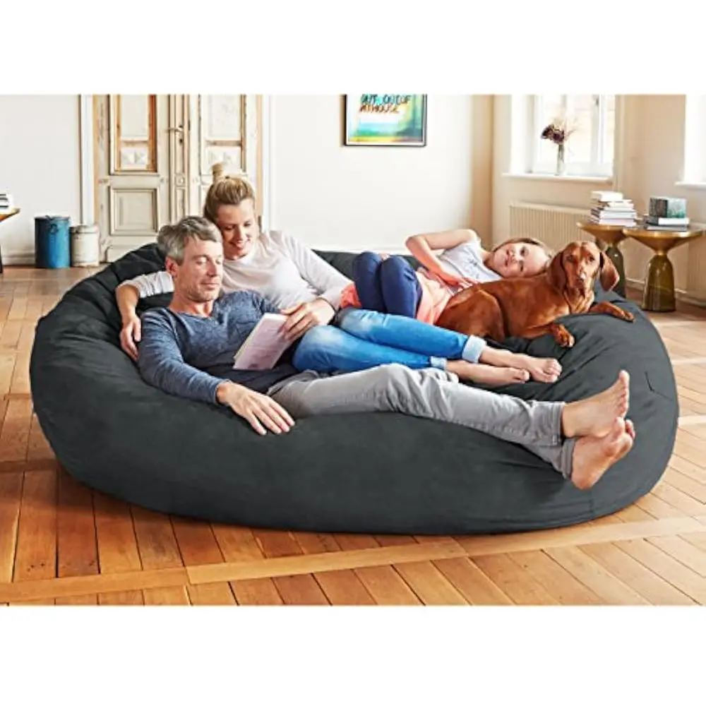 Luxurious Giant 7ft Bean Bag Chair with Microsuede Cover - Ultra Soft, Foam Filling, Washable Jumbo Sofa for Kids, Teenagers