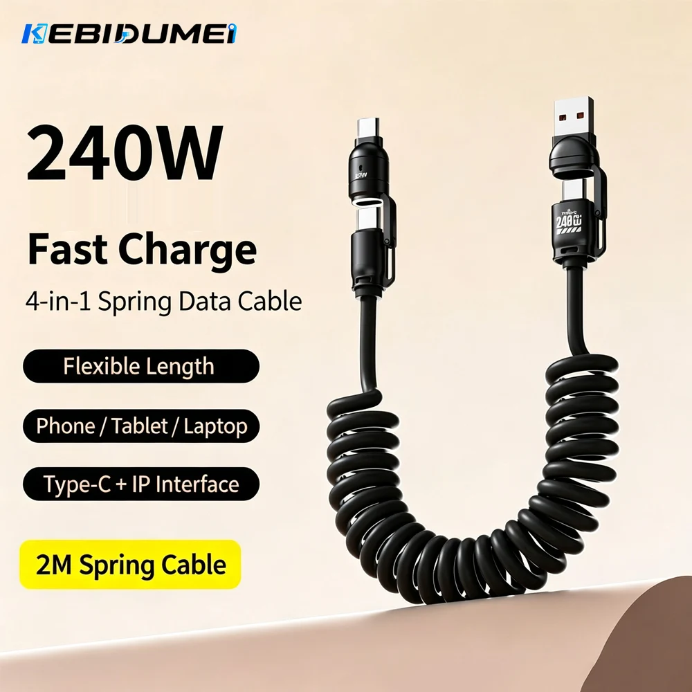 Кабель-для-передачи-данных-kebidumei-240w-usb-type-c-4-в-1-выдвижной-пружинный-автомобильный-зарядный-кабель-быстрая-зарядка-usb-c-конвертер-для-телефона
