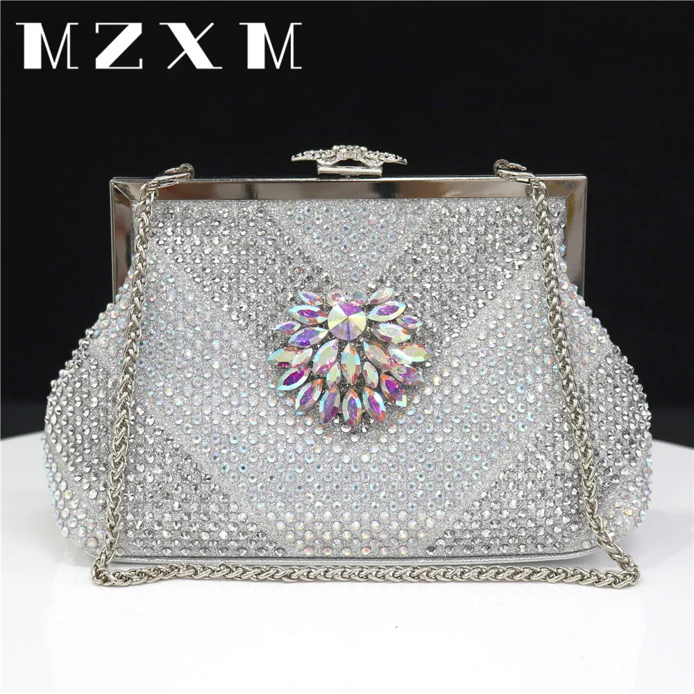 Vrouwen Luxe Strass Avond Clutch Tas Afneembare Ketting Bruiloft Portemonnee Prom Banket Handtas Vrouw Elegant Feest